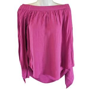 Nordstrom BP fuschia sz S off the shoulder long bell tie sleeve boho career top